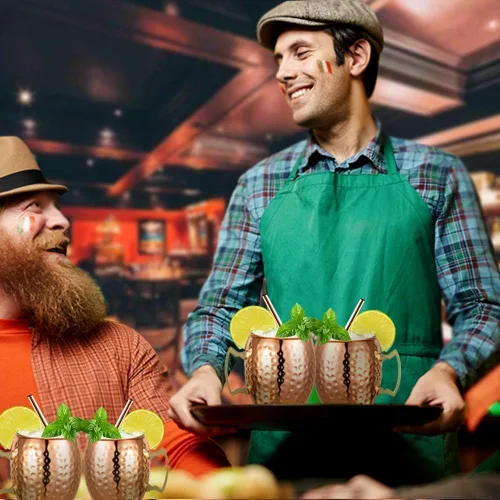 Miniatura 6 de LINALL Moscow Mule - Juego de 4 tazas de acero inoxidable chapadas en cobre de 18 onzas, para bebidas frías (4 piezas)