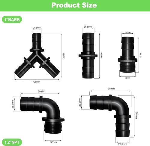 Miniatura 2 de LONGRUN Adaptador de manguera de PVC de 1.2 pulgadas macho x 1 pulgada, manguera de jardín, conector rápido para fuente de piscina en cascada con 2