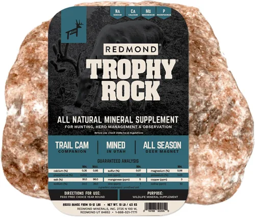 TROPHY ROCK Redmond Roca de Sal Mineral Totalmente Natural, Lamedor y Atrayente para Ciervos (10 LB)