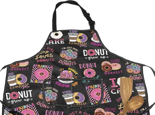 Miniatura 3 de MNIGIU Delantal para hornear donas, regalo temático para pastelería, delantal con bolsillos, regalo de donas dulces, panadero, mercancía