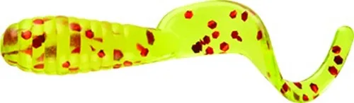 Mister Twister Lil Bit / Gancho de pesca amarillo de 1 pulgada - 1 paquete