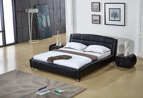 Miniatura 3 de Container Furniture Direct Thompson Collection - Mesita de noche contemporánea tapizada de piel sintética con tiradores de cajón cromados, estándar