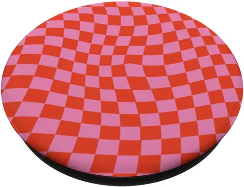 Miniatura 2 de PopSockets - Tablero de ajedrez clásico a cuadros ondulado, color rosa y rojo