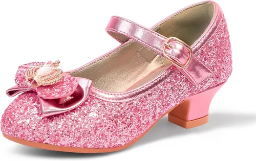 PANDANINJIA Zapatos de vestir para niñas, zapatos Mary Jane para niñas, tacones bajos para niñas pequeñas, flores, boda, fiesta, escuela