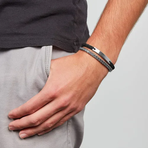 Miniatura 3 de Fossil - Pulsera de identificación de acero inoxidable chapado para hombre, de regalo personalizada, grabable