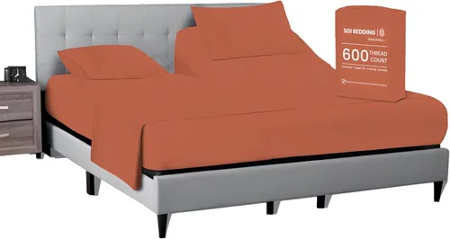 Miniatura 27 de SGI bedding Juego de sábanas King de 36 pulgadas, 100 % algodón egipcio, sábanas ajustables de 600 hilos, juego de sábanas ajustables de 4 piezas
