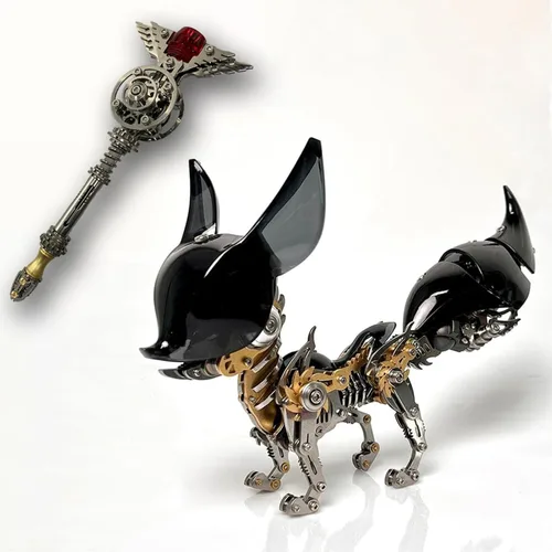 Miniatura 4 de Metalkitor Rompecabezas de metal 3D para adultos, kit de modelo ajustable de zorro grande, adorno steampunk para bricolaje, manualidades de montaje