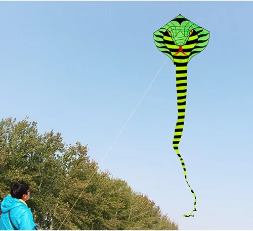 Miniatura 6 de Besra Cometa grande de serpiente cobra de 52 pies, colorida cometa de serpiente de cascabel con colas largas, deportes divertidos al aire libre