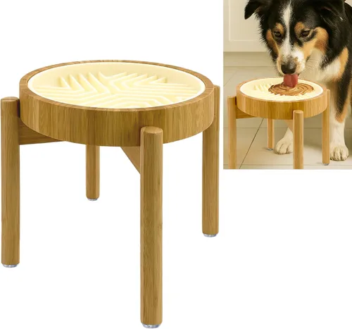 Miniatura 13 de Cuencos elevados para perros para razas grandes, soporte elevado de bambú (15 pulgadas de alto) con plato de acero inoxidable, adecuado