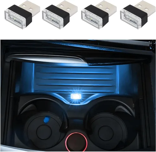 Miniatura 13 de Dickno 7 PCS Lámpara de Ambiente Interior de Coche LED USB, Mini Luz Nocturna LED Portátil, Kit de Iluminación Ambiental de Maletero con Interfaz