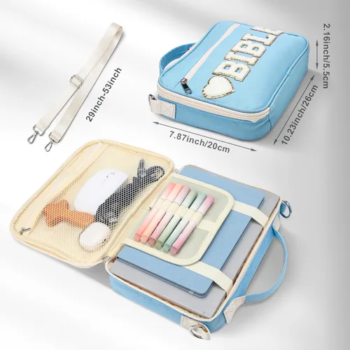 Miniatura 2 de Silkfly Blue End of Years - Funda de regalo de graduación para la Biblia, bolsa grande de felpilla con correa para el hombro, bolsa de mano