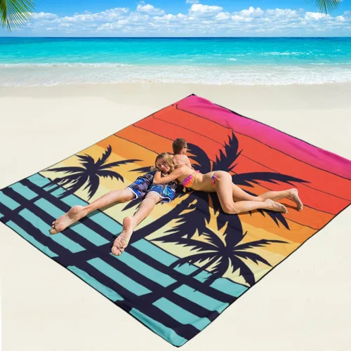 Miniatura 31 de WIWIGO Manta de playa impermeable a prueba de arena tapete de playa 79" X 83"/10'x9' para 2-8 adultos, de secado rápido, tapete de picnic al aire