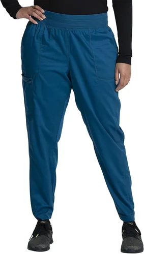 Cherokee WW011 - Pantalones médicos para mujer, tiro natural, uniforme médico, 5 bolsillos, cintura elástica, ultra suave, elástico de 2 vías, WW011