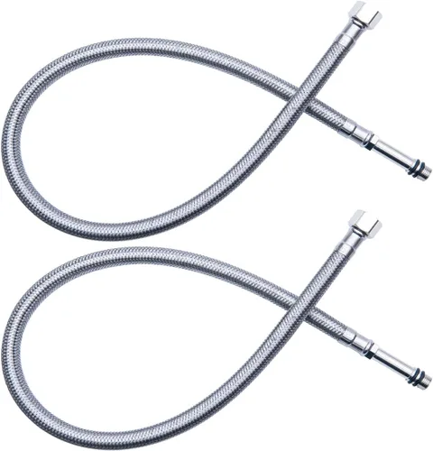 Miniatura 7 de Líneas de suministro de agua de acero inoxidable trenzado SUS304 para inodoro, tubos conectores de grifo de baño con tuerca de latón 1/2"-14NPSM a