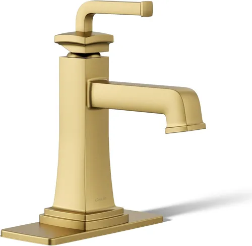Miniatura 19 de KOHLER K-27399-4K-2MB Riff - Grifo de lavabo de baño amplio, grifos de baño de 3 agujeros con drenaje clicker, 1.0 GPM, latón moderno cepillado