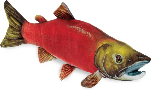 Real Planet Peluche de pesca – Sockeye Salmon Trucha Bass Peluche de peluche para niños, regalos de pesca para hombres, juguetes de peluche de peces