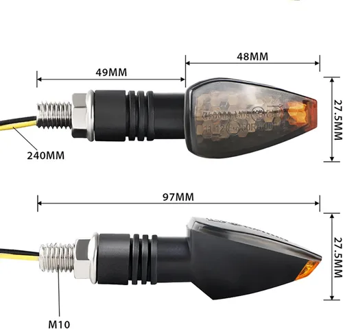 Miniatura 5 de ANKIA - 2 luces LED universales de 14 luces LED intermitentes de giro para motocicleta, mini indicadores de flecha de tallo delantero y trasero