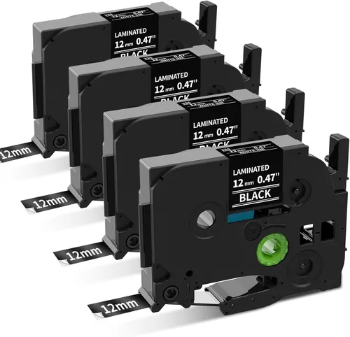 Miniatura 12 de Cinta para etiquetadora Brother TZ transparente de 0.472 in 0.47 laminada P Touch TZe-131 TZe131 negro sobre transparente para repuestos PTouch
