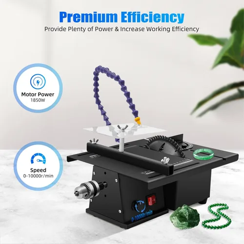 Miniatura 3 de Máquina facetadora de gemas, máquina multifuncional de tallado de jade de 1850 W, amoladora de mesa de jade, pequeña máquina de pulir y cortar