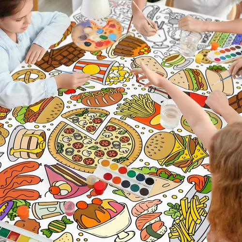 Miniatura 7 de Gatherfun Póster gigante para colorear para niños, 31.5 x 72 pulgadas, divertida actividad temática de comida para aula, cumpleaños y eventos