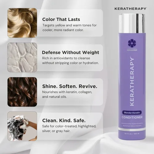 Miniatura 6 de KERATHERAPY Acondicionador tonificante violeta totalmente rubio con infusión de queratina, 10.1 onzas líquidas, 10.1 fl oz – Terapia de queratina