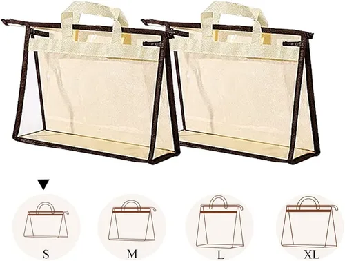 fazhongfa 2 bolsas para el polvo para bolsas, organizador de almacenamiento de bolsos transparentes, no tejidas, bolsa colgante con cremallera y asa