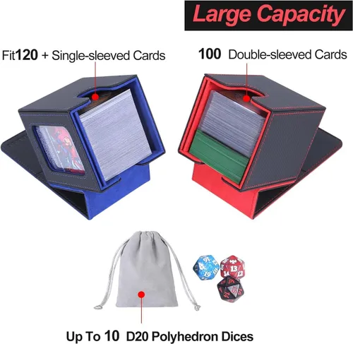 Miniatura 3 de AFIING MTG Caja de Mazo para Commander Display, Caja de Cartas que Cabe 100 Cartas con Doble Funda, Caja de Almacenamiento Magic Commander TCG con 2