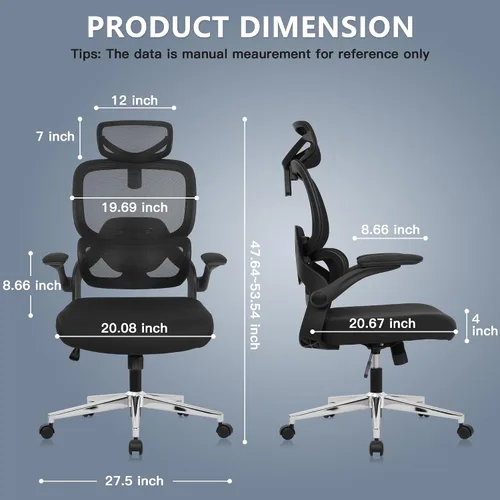 Miniatura 2 de Silla de oficina ajustable, silla de computadora ergonómica con soporte lumbar y reposacabezas, silla ejecutiva de respaldo alto con función