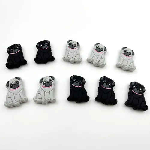 Miniatura 4 de 10 cuentas de perro de dibujos animados de animales con forma de carlino, cuentas focales para bolígrafo, llavero, joyería, pulseras, collares