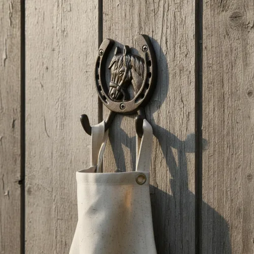 Miniatura 3 de Comfy Hour Gancho de pared de herradura de hierro fundido resistente de 5 pulgadas, soporte decorativo de doble llave para pared, gancho rústico