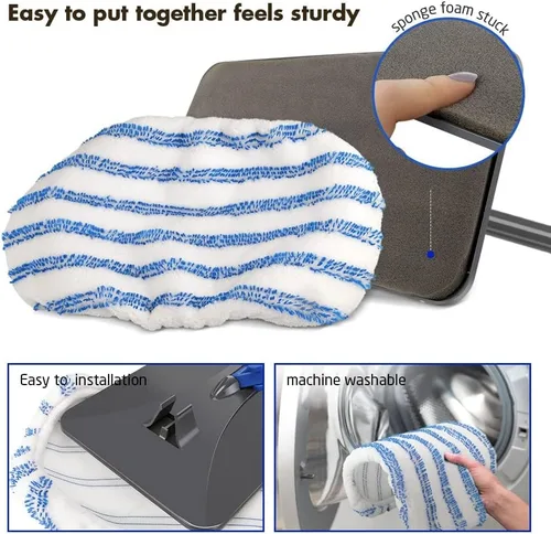Miniatura 9 de Masthome PVA - Trapeador de esponja con 3 repuestos absorbentes y mopa de microfibra extra grande para limpieza de suelos con 5 almohadillas