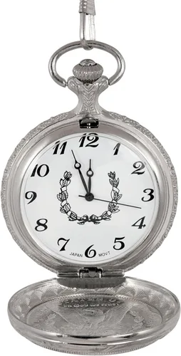 Miniatura 3 de Reloj de bolsillo Morgan Silver Dollar de 1800, plateado, Movimiento de cuarzo