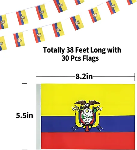 Miniatura 2 de Bandera de Ecuador Bandera Ecuatoriana, Pequeña Cadena de Banderas de Ecuador Mini Banderas Ecuatorianas Pancarta, Utilizada para Fiestas, Escuela
