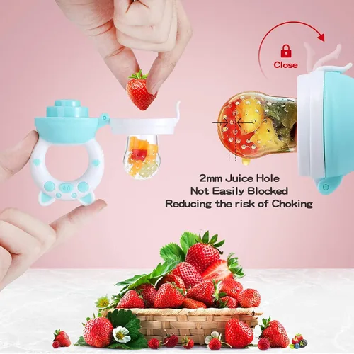 Miniatura 4 de Chupete alimentador de frutas para bebés, chupetes de dentición fresca, juguete mordedor de dentición de frutas para bebés de 3 a 24 meses, 6 bolsas