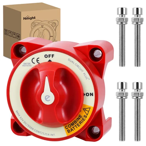 Miniatura 10 de Nilight Battery Disconnect Switch with Waterproof Key and Cover 12V 24V On Off Battery Master Isolator Cut Off Power Kill Switch for Car Marine Boat
