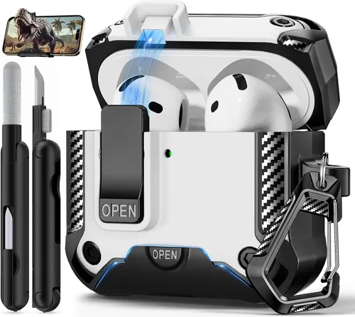 Miniatura 34 de Funda para AirPods Pro de 2 generación con soporte para teléfono, diseño de interruptor automático de protección completa contra caídas con kit