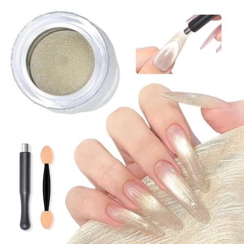 Miniatura 10 de SAVILAND Polvo de uñas cromado con perla blanca: 1 g de polvo de cromo con efecto espejo metálico, unicornio, iridiscente, nacarado, aurora