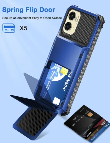 Miniatura 2 de COOYA Funda para Moto G Stylus 2024 con 5 ranuras para tarjetas de crédito, funda con tapa para G Stylus 2024, bolsillo trasero, doble capa, carcasa