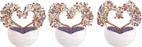 Miniatura 9 de GEHECRST Árbol de cristal de curación de 7 chakras en forma de corazón, cristal de piedra preciosa, bonsái del árbol del dinero, ornamento