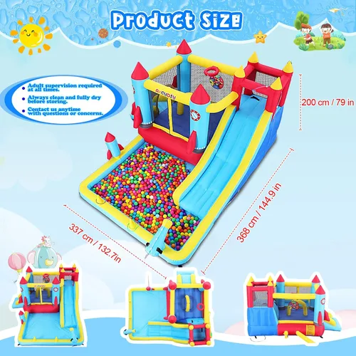 Miniatura 8 de AKEYDIY Casa de Rebote, Castillo Inflable de Rebote con Soplador para Niños de 3-10, Parque Acuático de Casa de Rebote para Exteriores/Interiores
