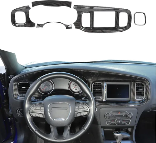 Miniatura 9 de Linskip Acabado de Tablero Compatible con Dodge Charger 2015 2016 2017 2018 2019 2020 2021 2022 2023, Panel de Cubierta de Consola Central