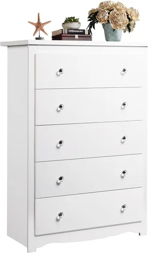 Miniatura 17 de WLIVE Cómoda de madera con 5 cajones, cómoda negra de 45 pulgadas de alto para dormitorio, cómoda, armario de almacenamiento y cajones organizadores
