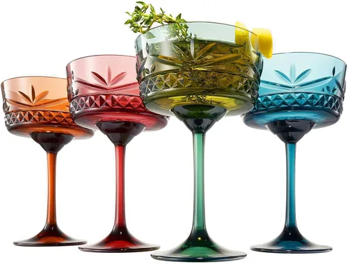 Miniatura 11 de Vasos irrompibles de plástico Tritan para cóctel, whisky, agua y vino Juego de 4 vasos Rocas reutilizables a la antigua, colores pastel Tenue
