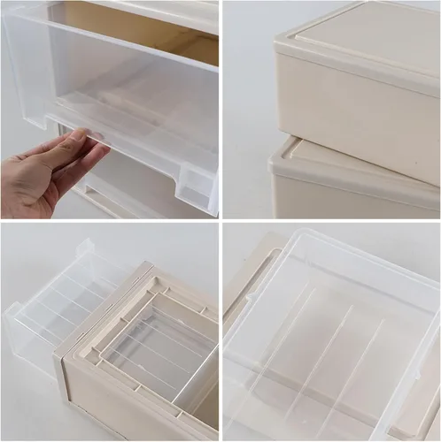 Miniatura 4 de Gloreen Cajón de almacenamiento de plástico de 18 L, cajas de cajones de escritorio apilables, paquete de 3