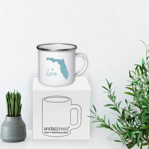 Miniatura 4 de Andaz Press Taza de café de acero inoxidable del estado de EE. UU., diseño de corazón Aqua Home, Florida, paquete de 1, taza de campamento de metal
