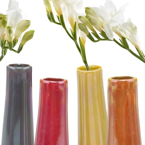 Miniatura 2 de Chive - Juego de 6 floreros cilíndricos pequeños de cerámica de 1.5 pulgadas de ancho y 5.5 pulgadas de alto, florero floral decorativo único de una