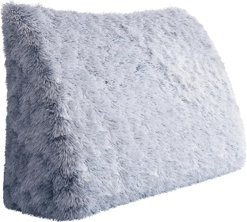 Miniatura 12 de Almohada de cabecera gruesa totalmente rellena individual XL, cabecero acolchado de dormitorio, soporte suave y firme, cojín grande triangular, Azul