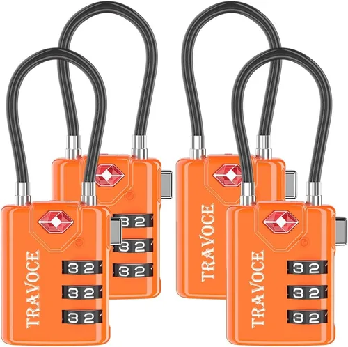 Miniatura 17 de Search Alert - Cerraduras de cable de equipaje de combinación de viaje aprobadas por la TSA para maleta, casillero de gimnasio, caja