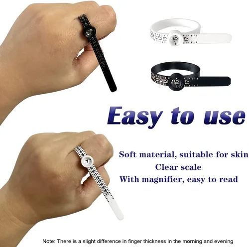 Miniatura 4 de HayEastdor 2 herramientas de medición de anillos y pulseras, color negro, reutilizable, universal, calibre de tamaño de anillo para dedos