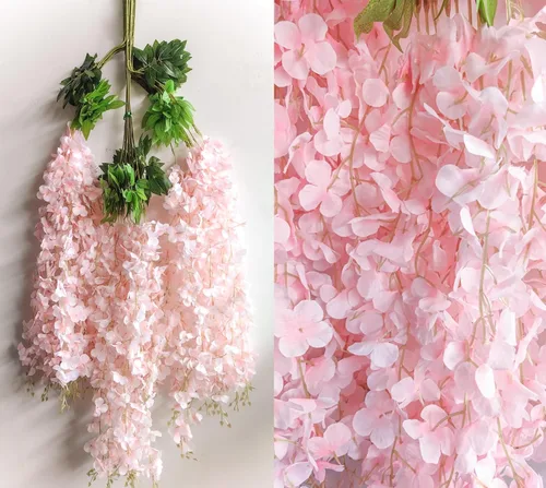 Miniatura 2 de Flores colgantes de glicinia, 12 paquetes de flores artificiales, vid de glicinia falsa de ratán, guirnalda colgante de seda, flores de cuerda